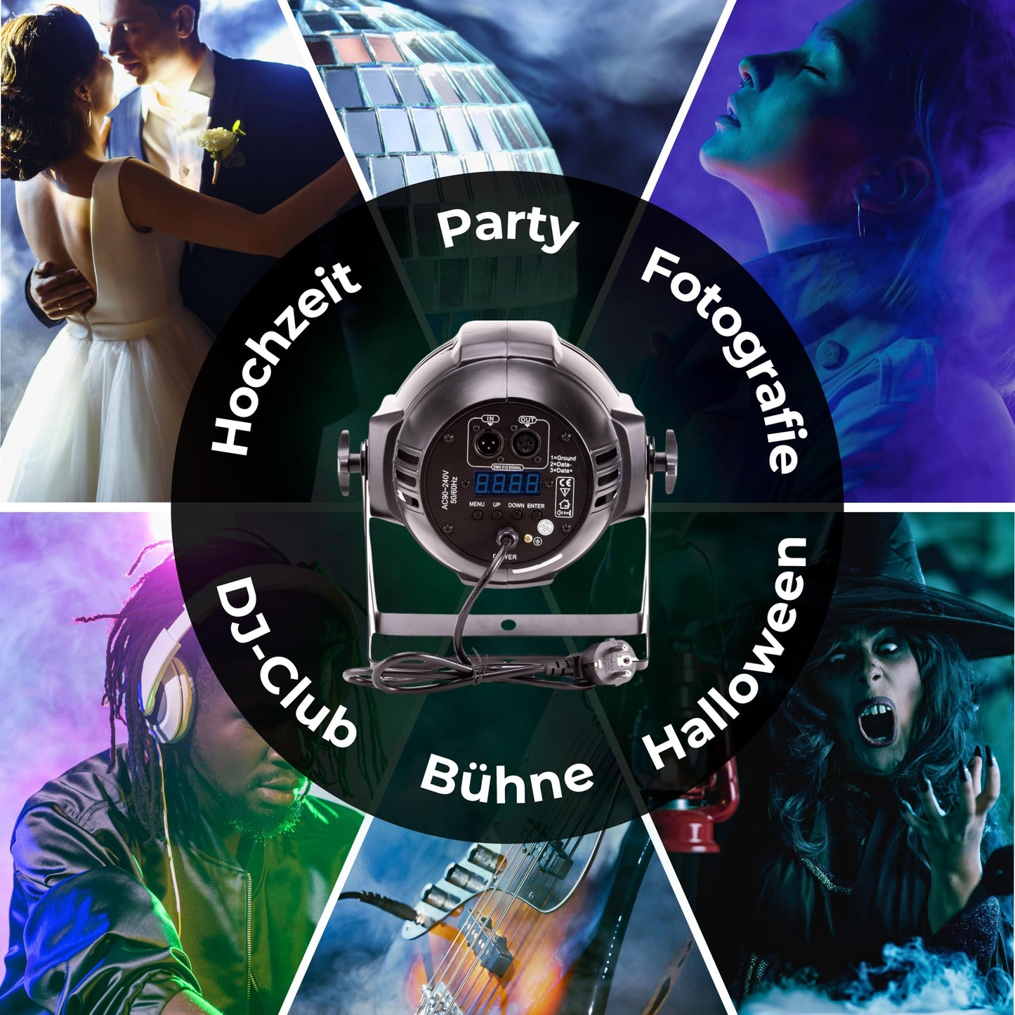 ETEC Professional LED PRO PAR 54x3 Watt RGBW PAR Scheinwerfer Disco Party Effekt Spot DJ DMX Floorspot Bühnenscheinwerfer Veranstaltung Beleuchtung Show Farbmischung