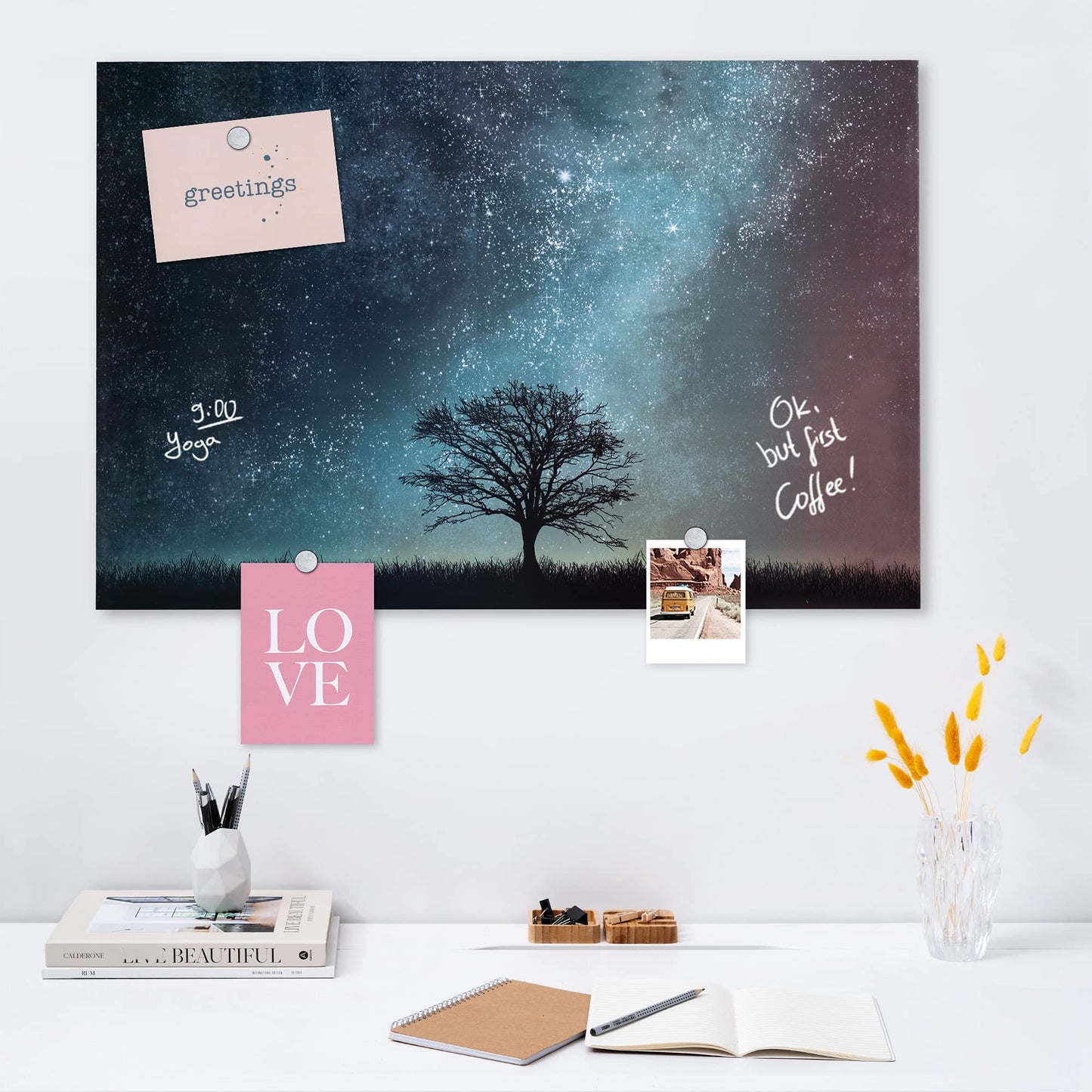 Navaris Magnettafel Magnetpinnwand Memoboard zum Beschriften - 90x60 cm Notiztafel div. Designs - Tafel abwaschbar mit Magneten Stift