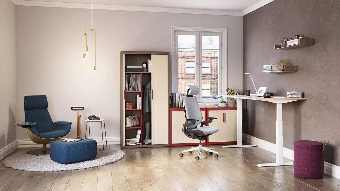 Steelcase Gesture Ergonomischer Bürostuhl mit 360° Armlehnen, 3D-Live Back Lumbalstütze, anpassbarer Kopfstütze Onyx Schwarz