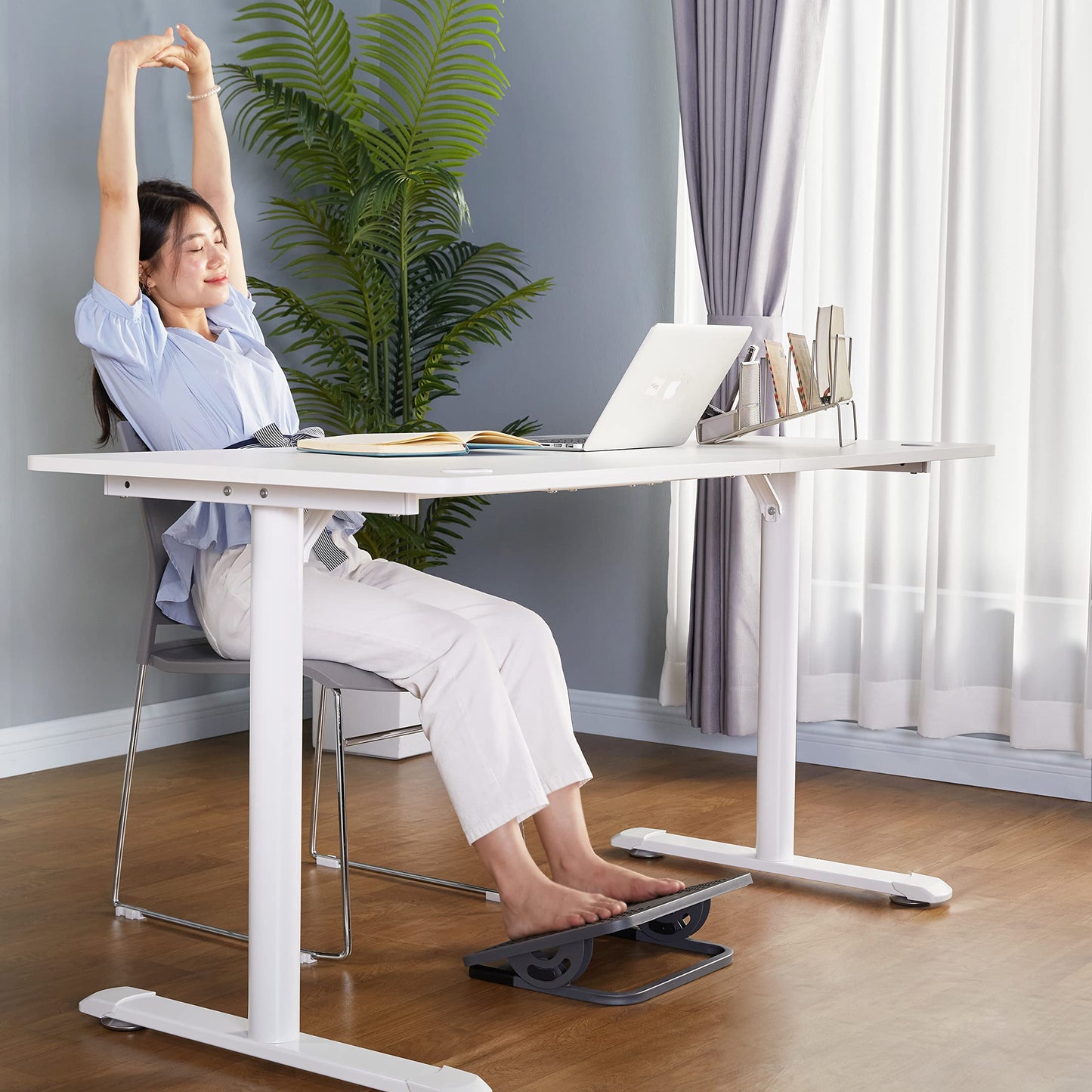 EUREKA ERGONOMIC Fußstütze Verstellbar Fußauflage mit Massagefläche Büro Schreibtisch Fußbank für Büro und Zuhause Schwarz und Grau