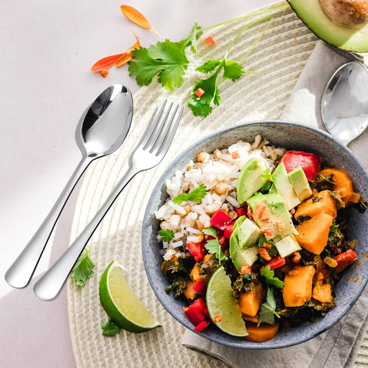 QUCHER 7.3"(18.5cm) 12 Stück Tafelgabeln Menügabeln gabeln besteck set Edelstahl Abendessen Gabeln für Heimgebrauch Haus Küche Gaststätte