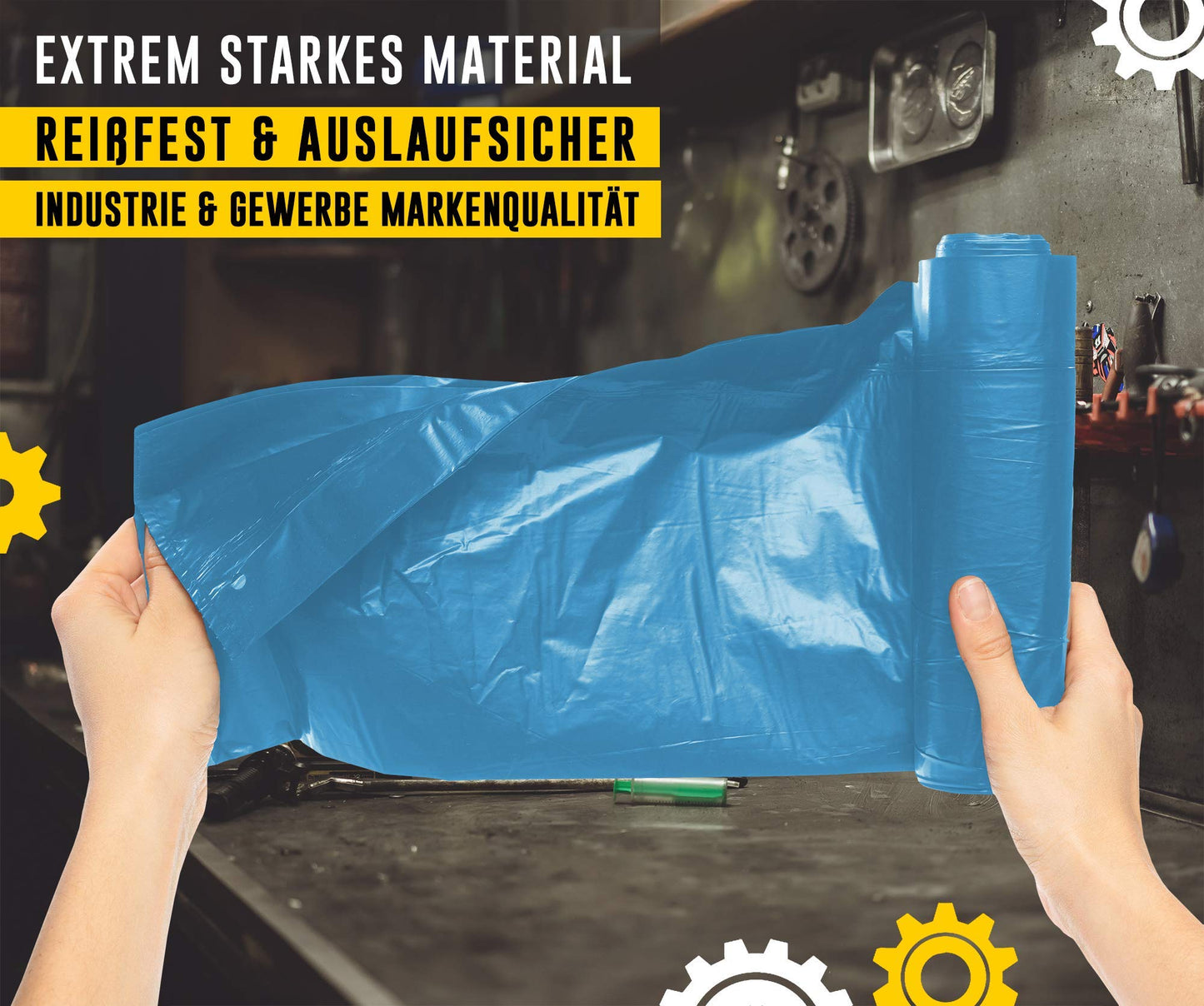 Müllsäcke 120L Blau - 100 Stück - Extrem Reißfest - Abfallsäcke - Abfall Beutel XXL - Typ 100 Extra - Müllbeutel 120 L - 70 µ - 700x1100 mm - LDPE - Großer Müllsack - 120 Liter - Super Stark Mülltüten