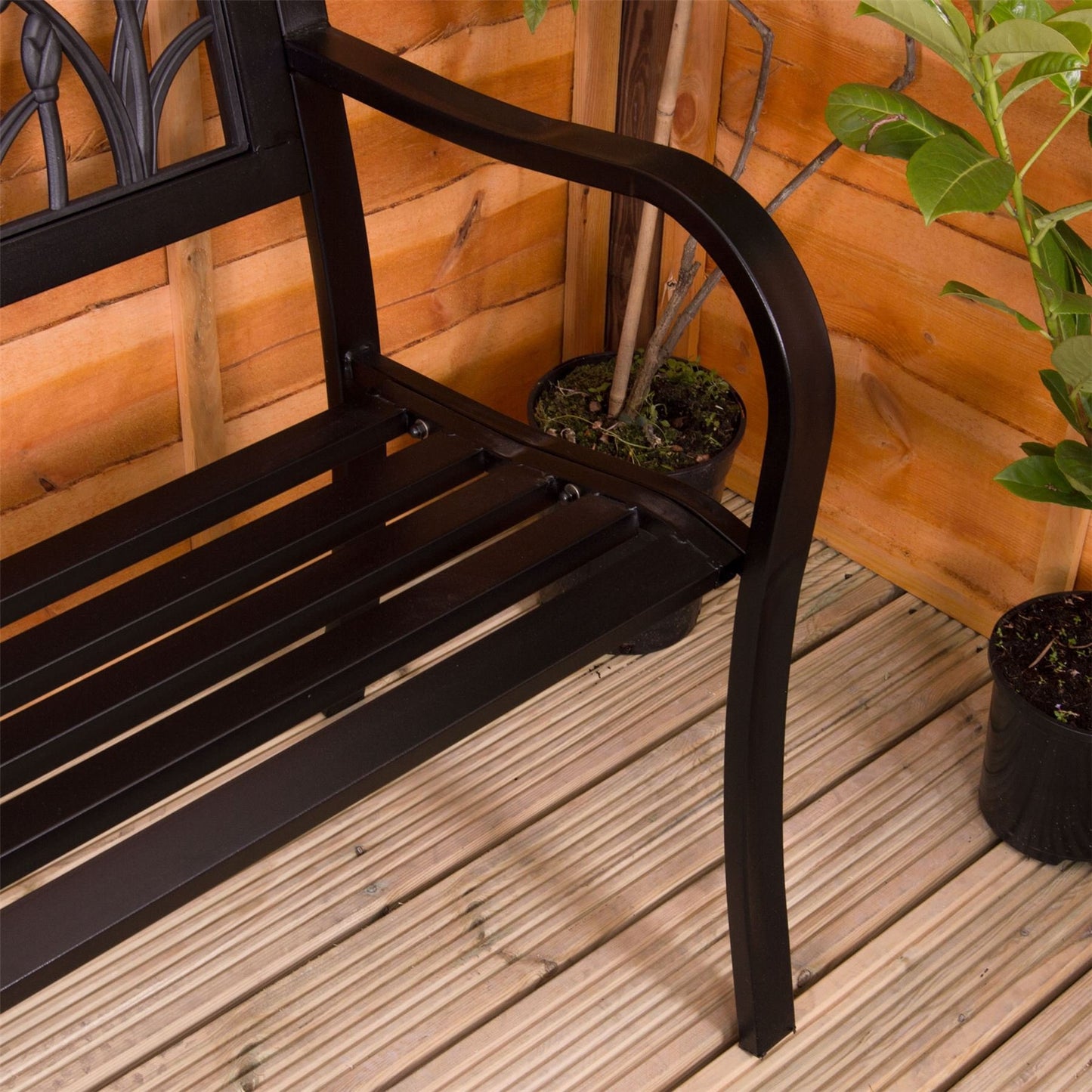 Garden Vida Garde Vida Gartenbank, Stahl, Tulpen-Design, 3-Sitzer, für den Außenbereich, Parkbank, Terrassensitzmöbel, 77 x 125 x 53 cm (H x B x T)