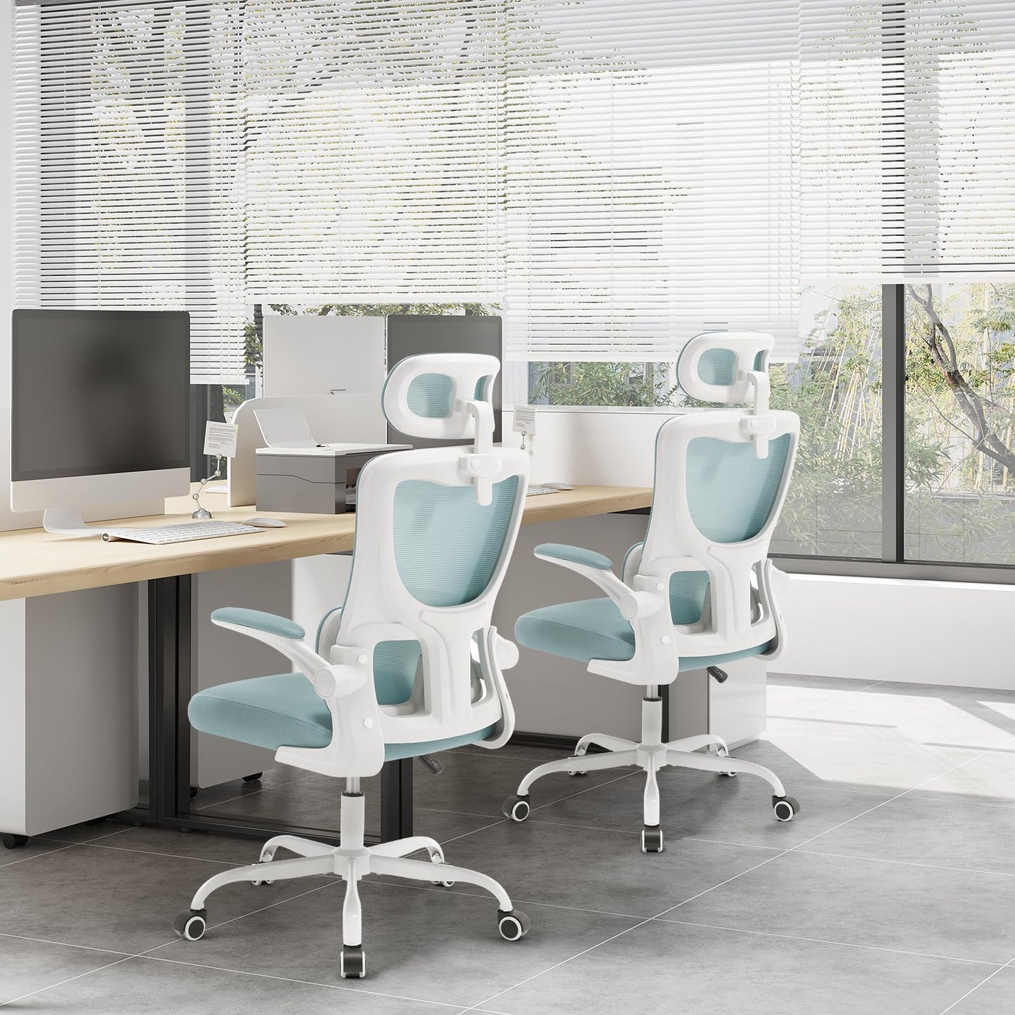 WOLTU ergonomischer Bürostuhl mit Netzstoff & Lendenstütze, Blau