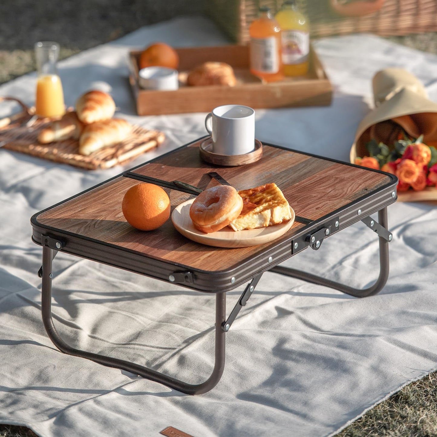 Naturehike Campingtisch Groß Klapptisch höhenverstellbar MDF Tisch mit Tragetasche für Outdoor Camping, Garten, Reisen, Multifunktionstisch 90 × 60 × 37 cm - Großer Holz