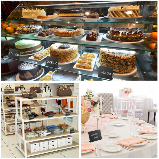 30 Stück Kreidetafel Klein, Mini Tafeln zum Beschriften, L-Form Preisschilder Aufsteller 100x75mm, Kreidetafel Aufsteller für Buffet Schilder Hochzeit Party Tischkarten (Schwarz)