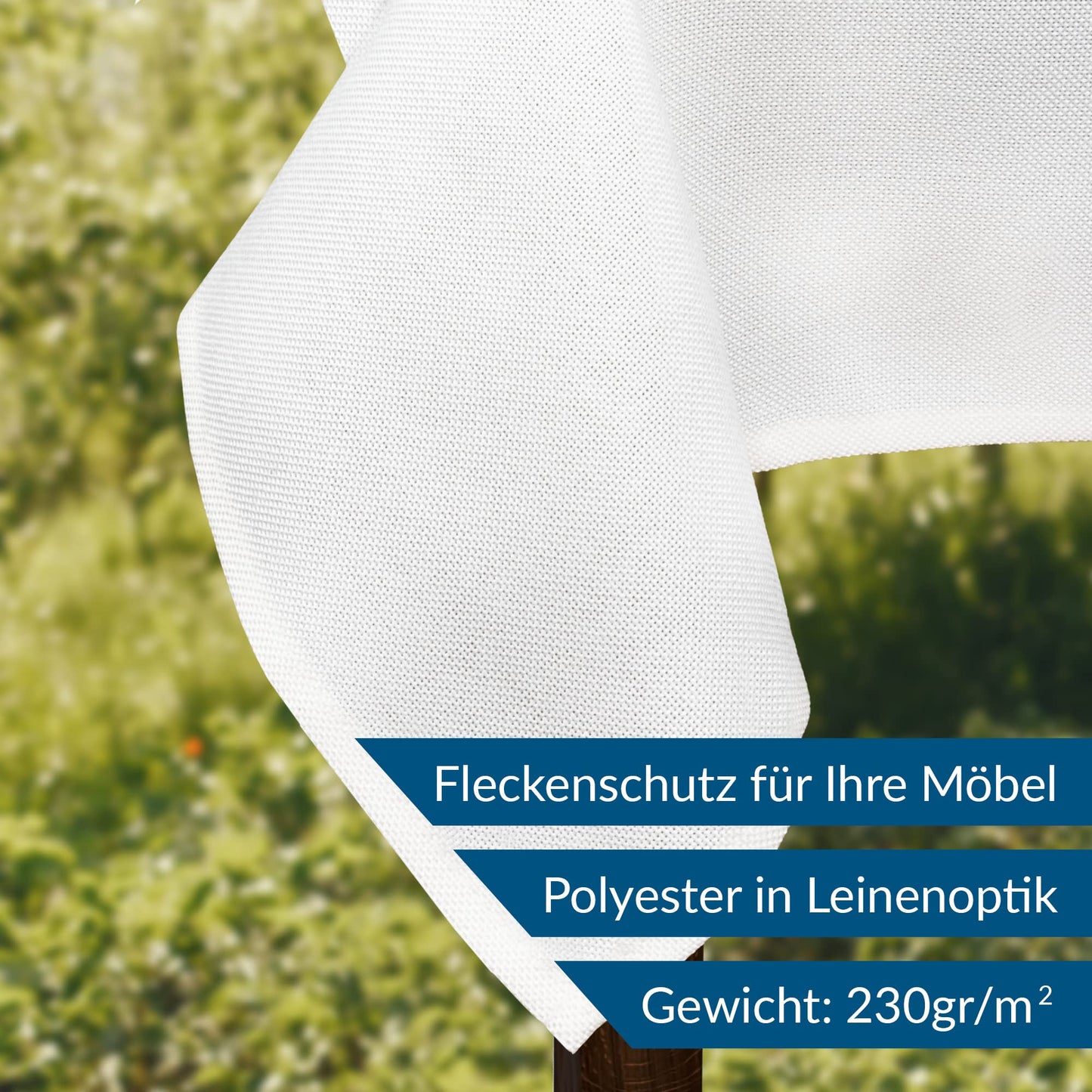 TEXMAXX® Tischdecke abwaschbar eckig - 140 x 250 cm in Weiss/Maßgefertigte Tischdecke Leinenoptik/Tischdecke wasserabweisend mit Lotuseffekt/Gartentischdecke mit Fleckschutz