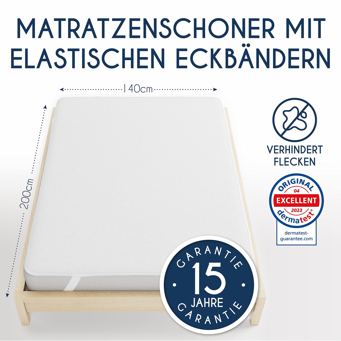 Dreamzie Matratzenschoner 140x200cm Wasserdicht Made in EU und Oeko-TEX Zertifiziert Atmungsaktive Matratzenauflage