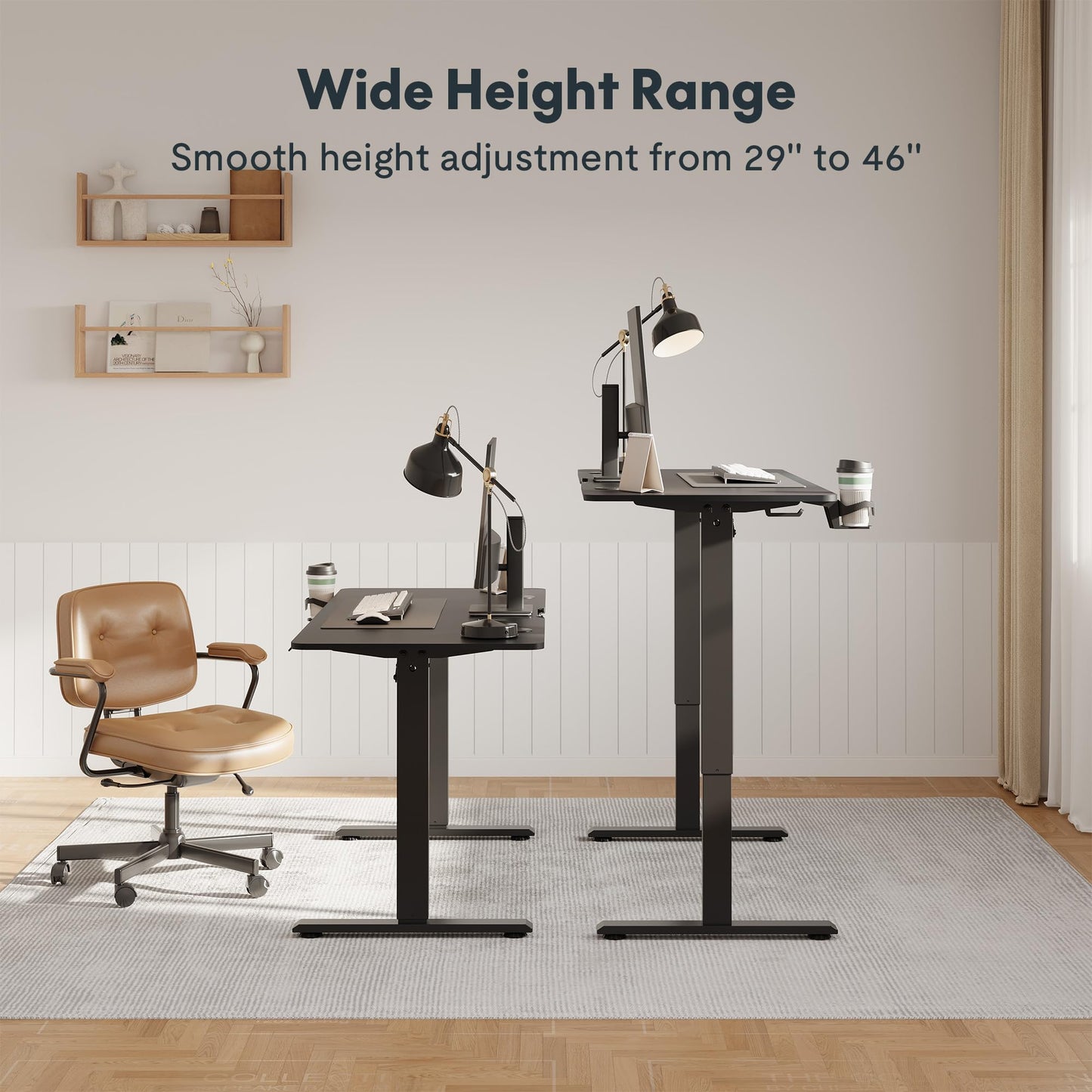 SANODESK L-förmiger Höhenverstellbarer Schreibtisch Elektrisch, 160 x 75 cm mit Speicherfunktion und Haken, Schwarz für Homeoffice