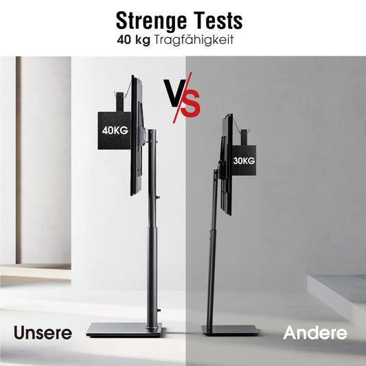 AOKCOS TV Ständer Bodenständer Höhe 1350mm für 32-55 65 70 Zoll Fernseher, Neigbar & Schwenkbar & Höhenverstellbar Fernsehständer, Universal TV Standfüße Standfuss Max VESA 400x400mm 40KG (Schwarz)