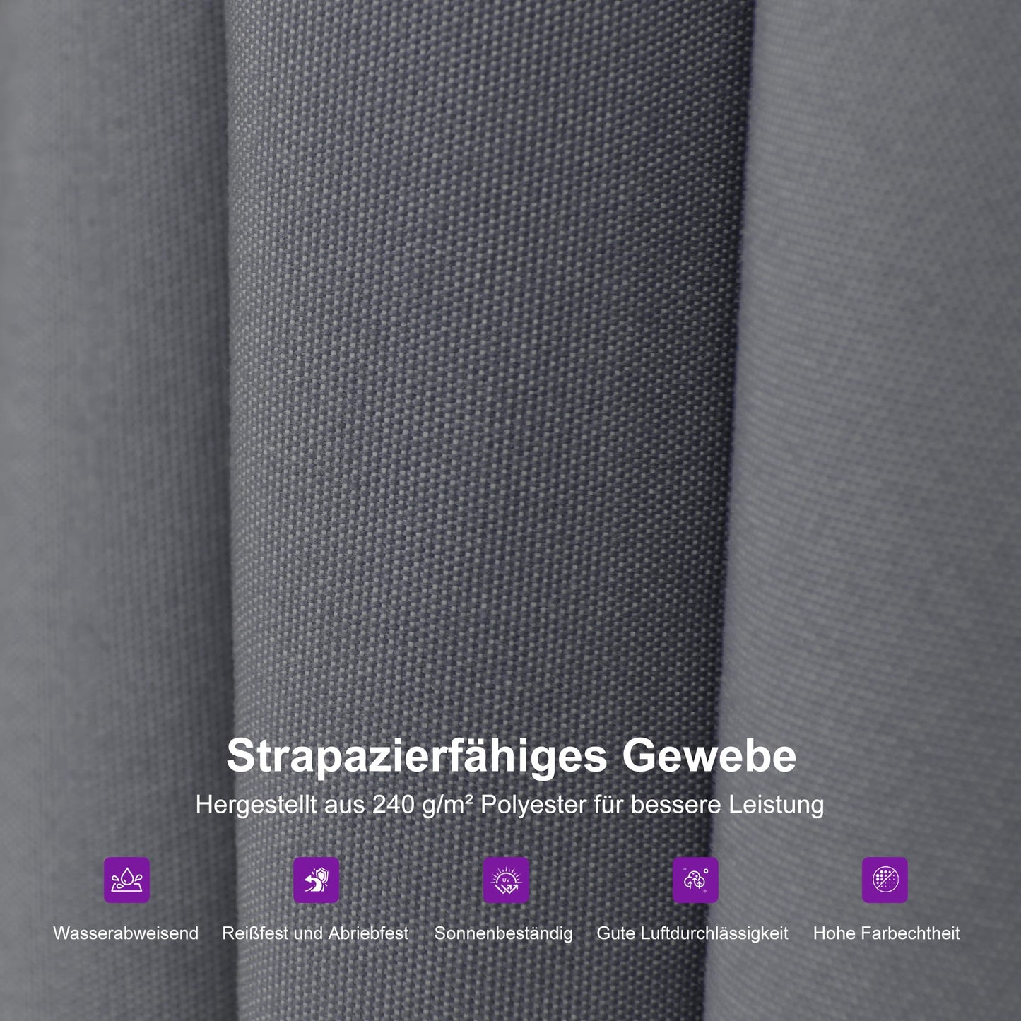 PURPLE LEAF Ampelschirm Twist 300 x 300 cm Sonnenschirm mit Strapazierfähiges Gewebe, Gartenschirm mit Kurbel, Gestell Alu, 360° Rotation, Beidseitig Axial Schwenken, UV50+, Anthrazit