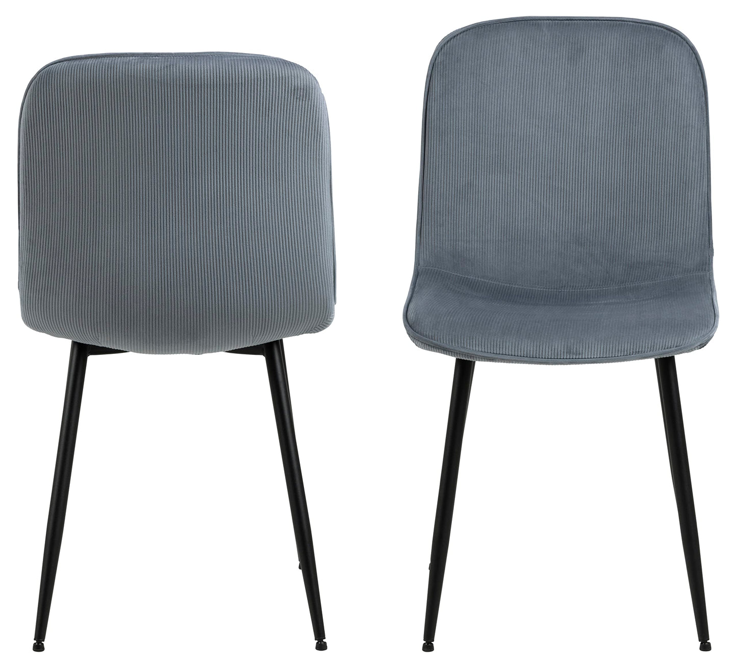 AC Design Furniture Dagmar Cord-Esszimmerstuhl mit Rückenlehne 4er Set, Gepolsterter Esszimmerstuhl, Minimalistische Küchenstühle, Grauer Stoff, Schwarze Metallbeine, Flur, Büro