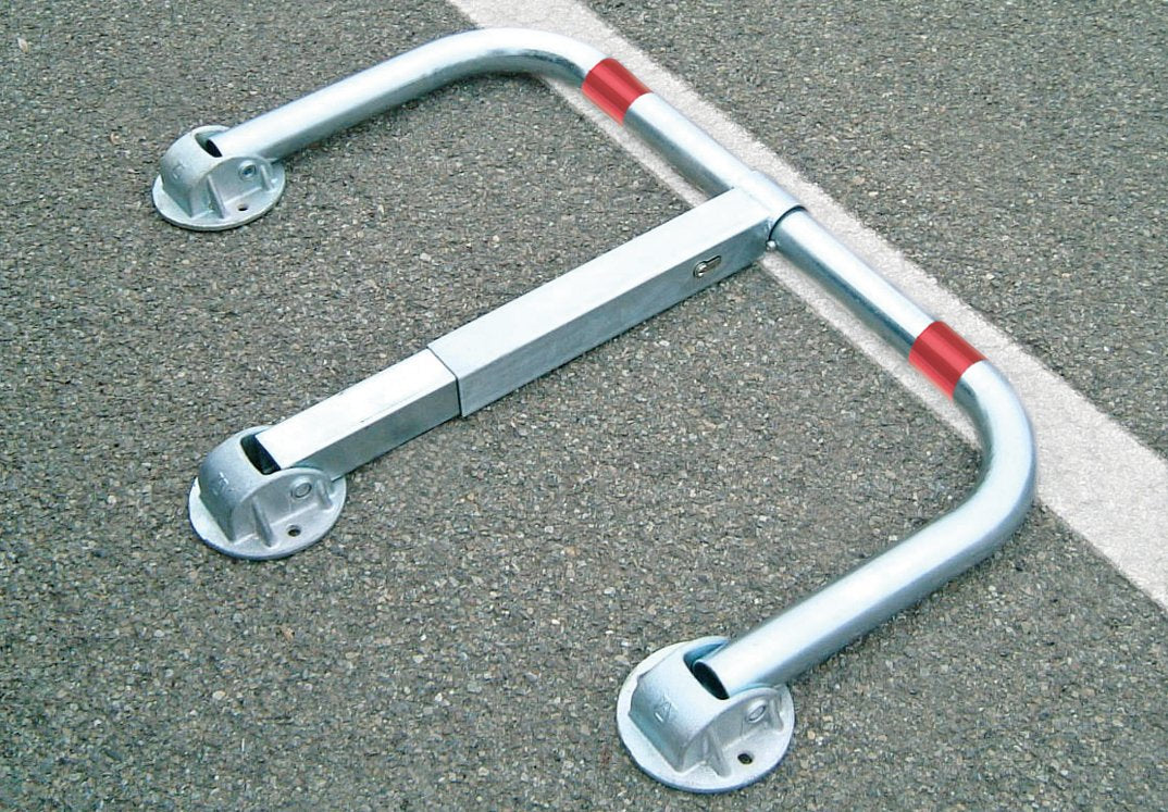 ATTAS Parkbügel, ARS480 Parkplatzsperre klappbar mit integriertem Schloss inkl. Schlüssel (Profilzylinder PZ), Parkplatzsicherung Sperrbügel Parkplatz Absperrung