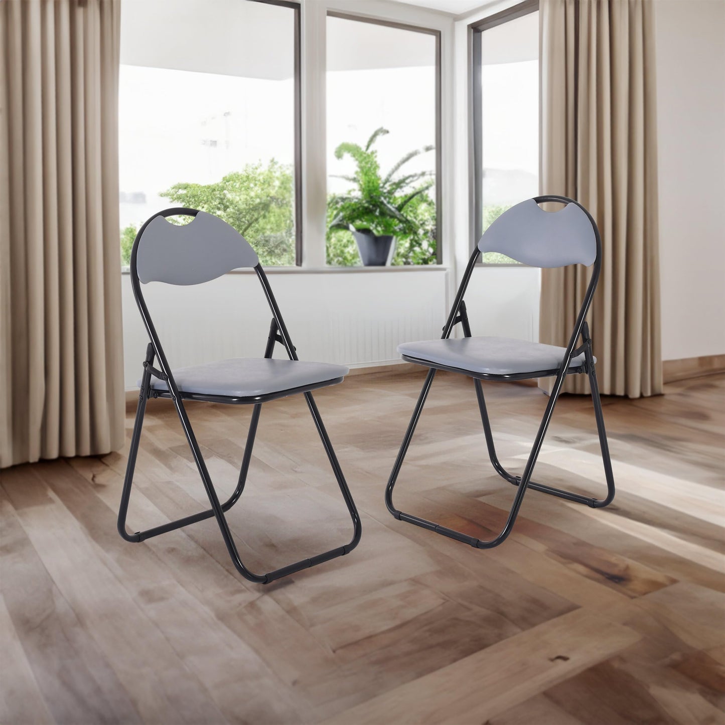 Raburg Klappstuhl 6er-Set, praktisches Gästestuhl-Set zum Klappen, gepolstert, leicht & bequem, Belastbarkeit 100 kg, Metallgestell, für Gäste, Büro, Event & Party, Paul, Grau/Schwarz