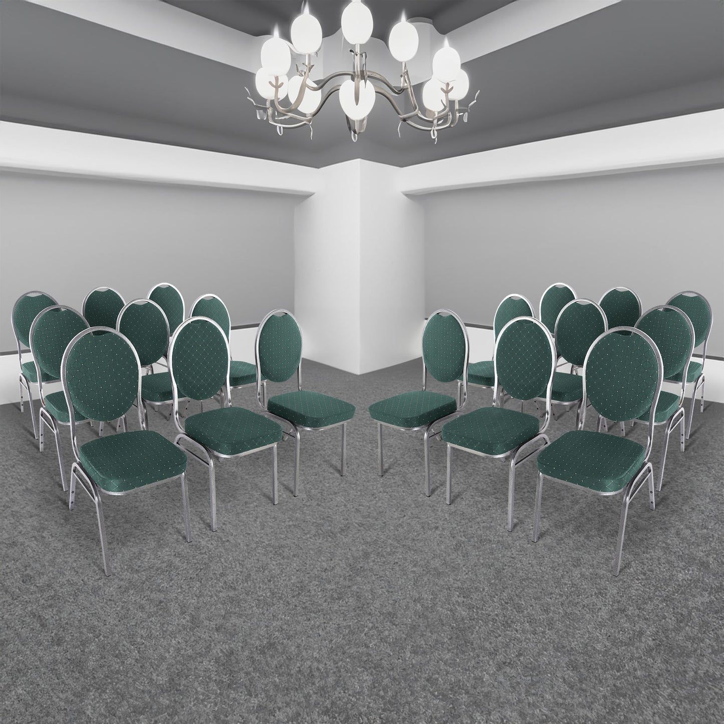 MACOShopde by MACO Möbel Raburg Stapelstuhl 20er Set David - stabil bis 150 kg in GRÜN, Gewerbequalität + stapelbar für: Konferenz, Seminar, Wartezimmer, Bankett, Behörde, Schule/Uni & Gastro/Hotel