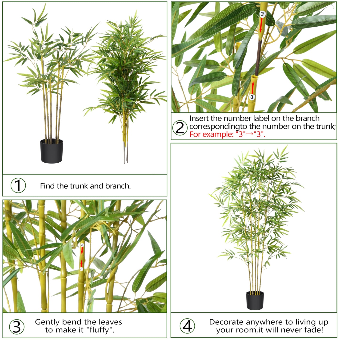 Kazeila Kunstpflanze Bambus Groß 140cm Kunstbaum Künstliche Pflanzen im Topf für Dekoratives Wohnzimmer Wohnung Balkon Büro(1Pack)