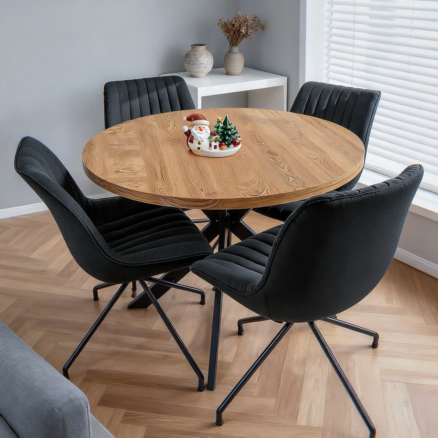 Twinice Esszimmerstühle 4er Set Schwarz – Drehbare Polsterstühle mit Metallbeinen