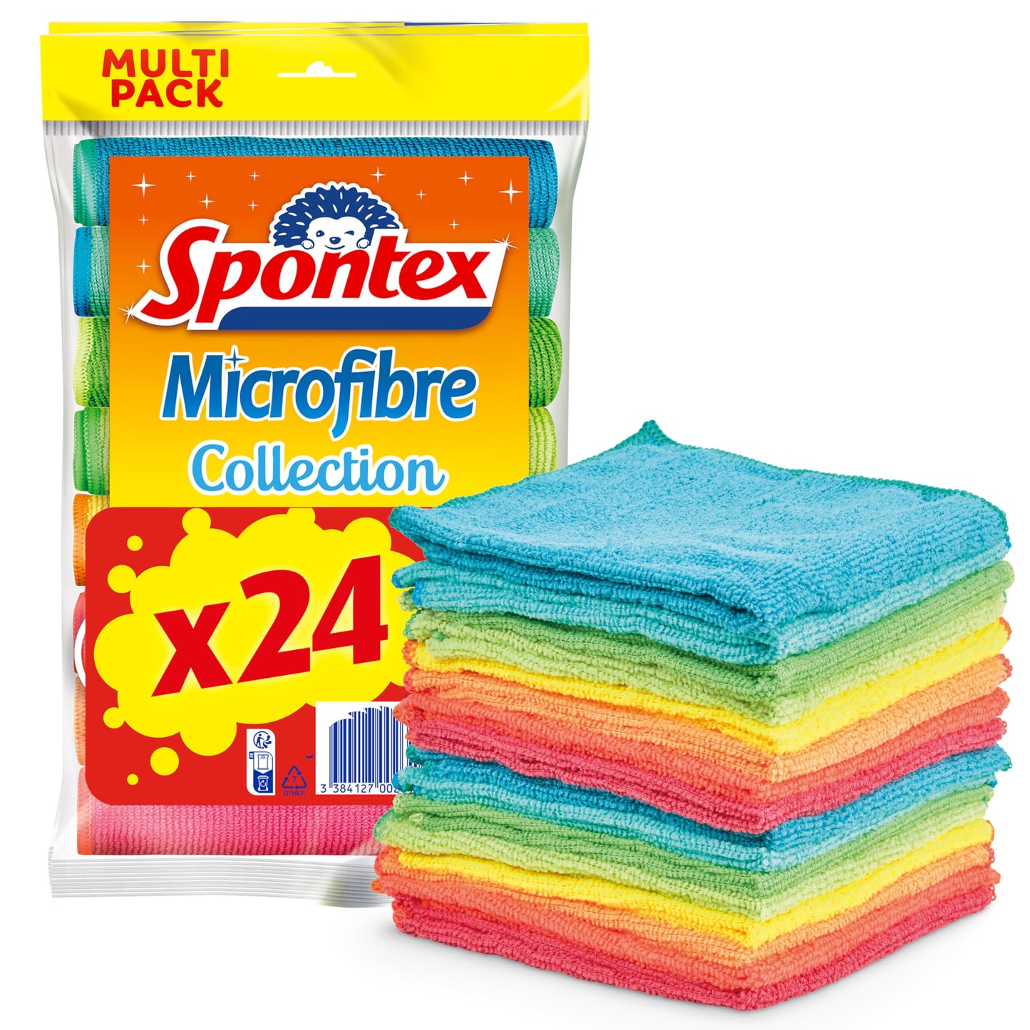 SPONTEX - Set mit 24 Mikrofasertüchern aus der Kollektion – Mehrzwecktücher – entfernt 99% der Bakterien – 30 x 30 cm