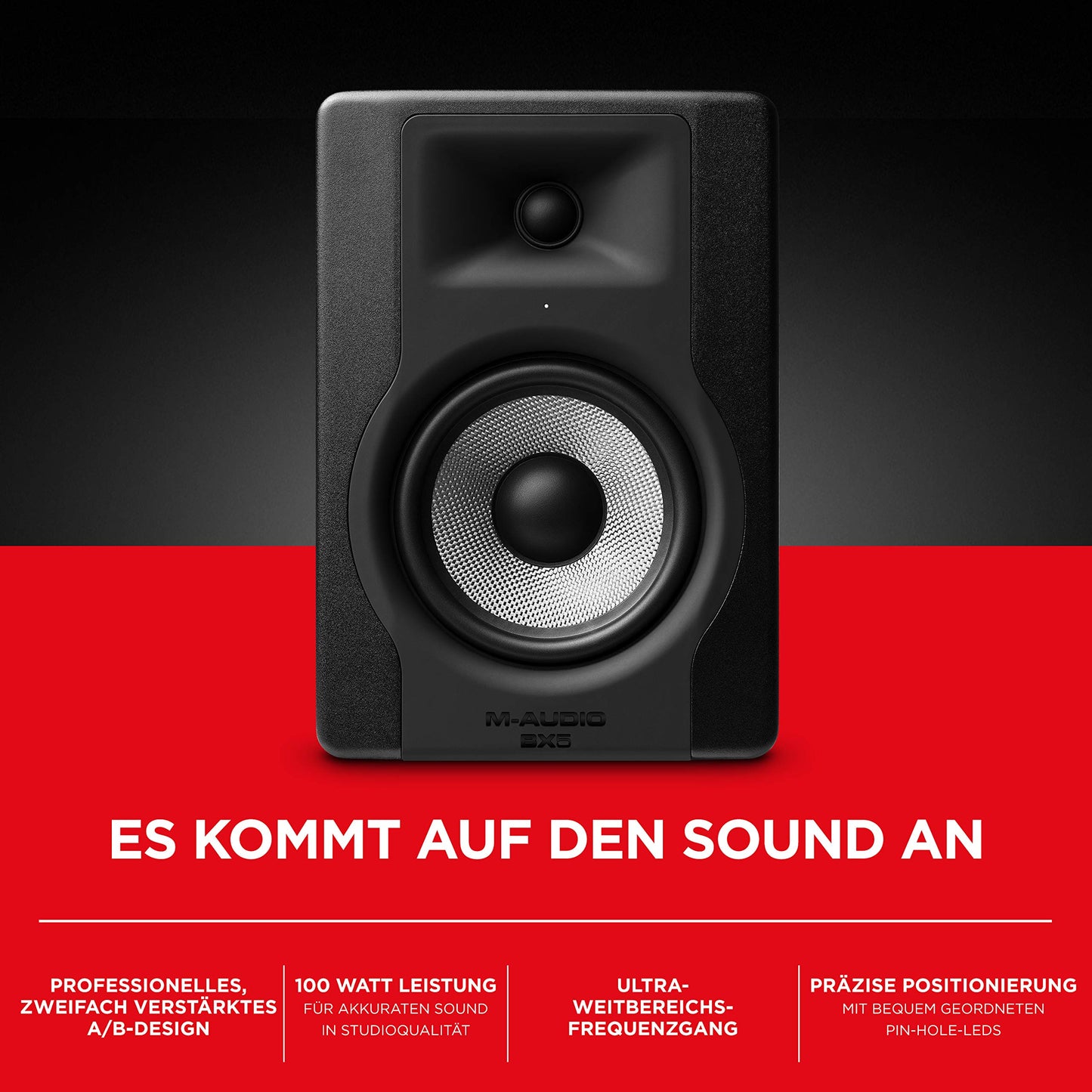 M-Audio BX5 D3 - Kompakter 2-Wege 5-Zoll Studiomonitor / Lautschprecher, aktiv, für Musikproduktion oder Mixen, mit integrierter akustischer Raumsteuerung, 1 Stück