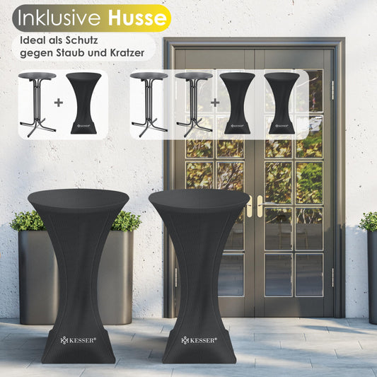 KESSER® Gastro Stehtisch klappbar Bistrotisch | Pulverbeschichtete Edelstahlplatte | höhenverstellbare Füße | Partytisch Tisch Ø 70cm | In- & Outdoor | Empfangstisch | Klapptisch inkl. Husse Schwarz
