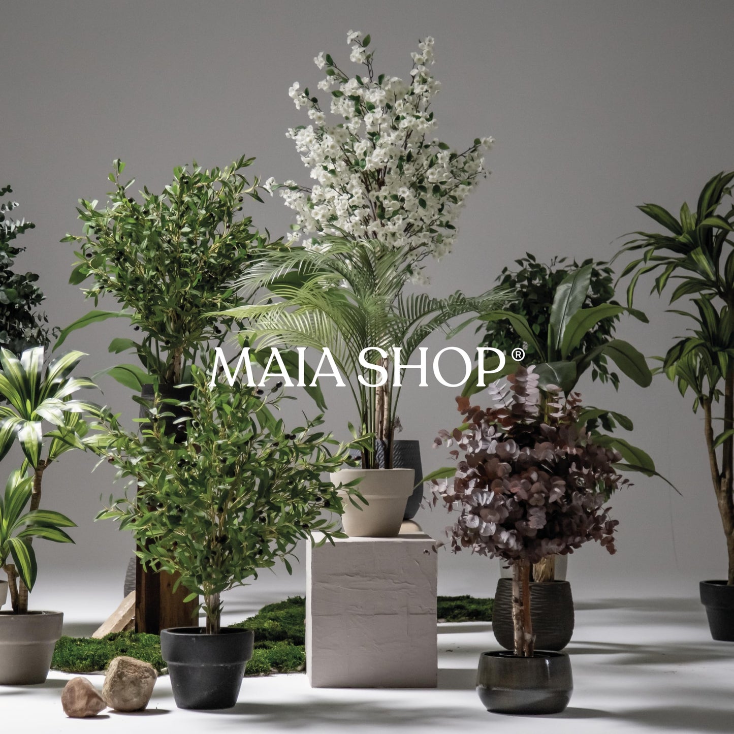 Maia Shop | Ficus | Kunstpflanzen | Künstlicher Baum | Maße: 105 x 70 cm | Künstliche Pflanzen | Fake Plant | Plastik Pflanze | Ficus Benjamini | Deko | Deko Wohnzimmer