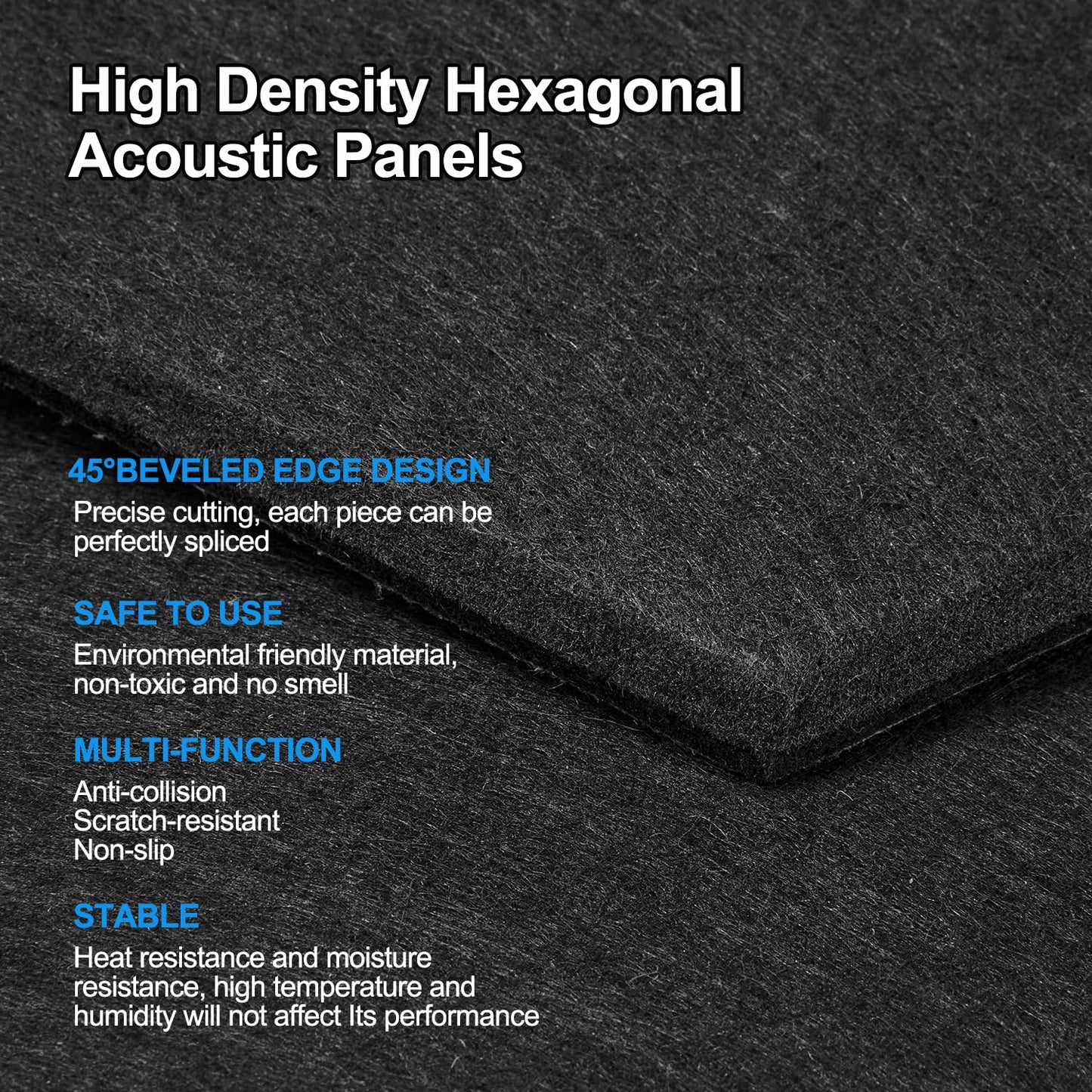 Hexagon Akustikplatten Selbstklebend, 12 Stück Hohe Dichte Schallabsorber für Decken-/Tür-/Wanddekoration und Akustische Behandlung, Studio/Home/Gaming Deko (30x26x0.9cm)