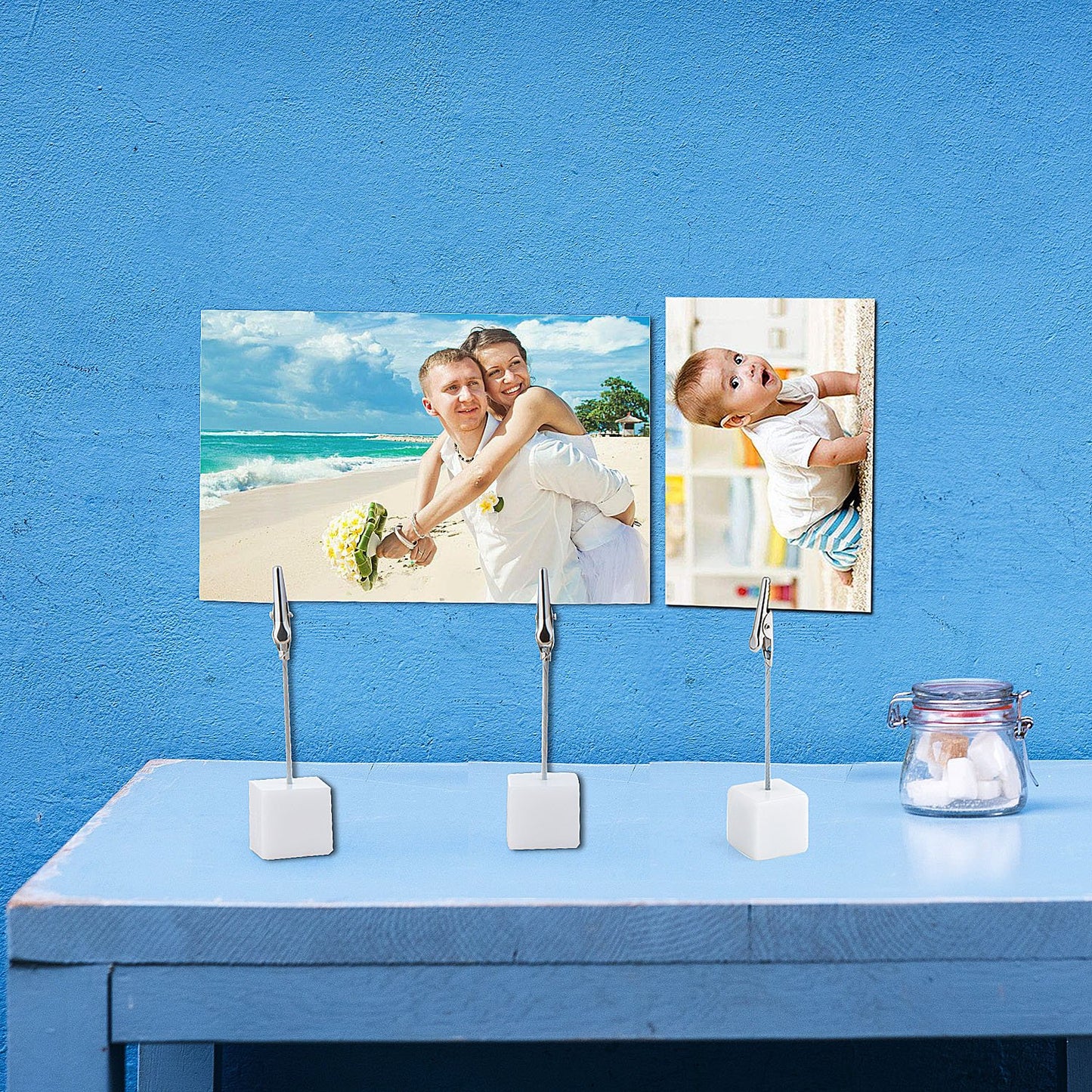 Memo Clip Halter Ständer, Diealles 10 PCS Memohalter Sitzkartenhalter Postkartenhalter für Bilder Karte Hinweis Büroklammer - Weiß