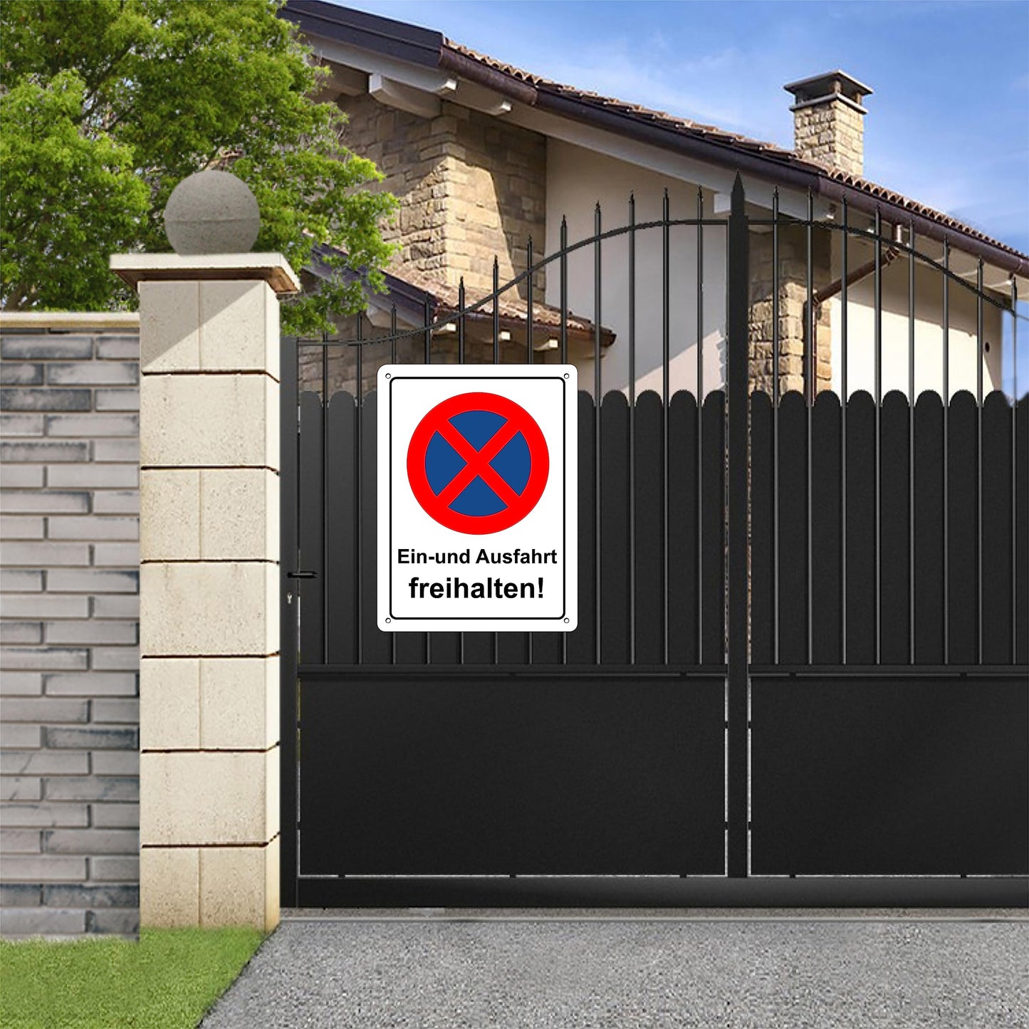 Pubblimania Ein und Ausfahrt freihalten! Aluminium, Metall, 3 mm dick, für den Außenbereich (Ein-und Ausfahrt 30x40)