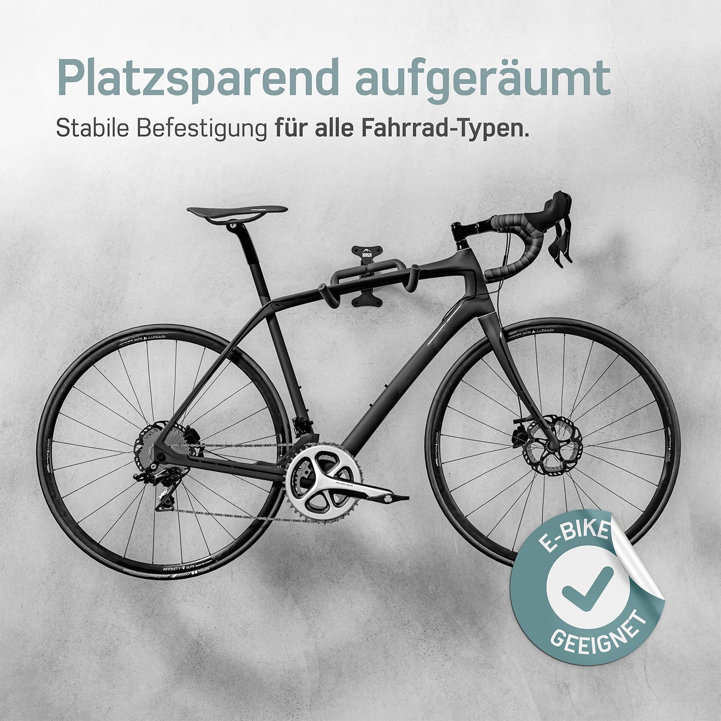 Borgen Fahrrad Wandhalterung, klappbar, 20 kg Tragkraft, einstellbarer Winkel und Wandabstand, für MTB, Rennrad, Schwarz