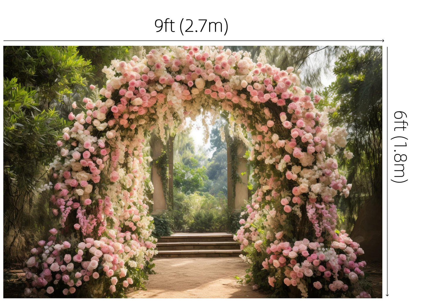 WaW 2.7x1.8m Hochzeitshintergrund Fotohintergrund Blumen Bogen Hintergrund für Fotografie, Fotobox, Fotowand Romantische Hochzeit Valentinstag
