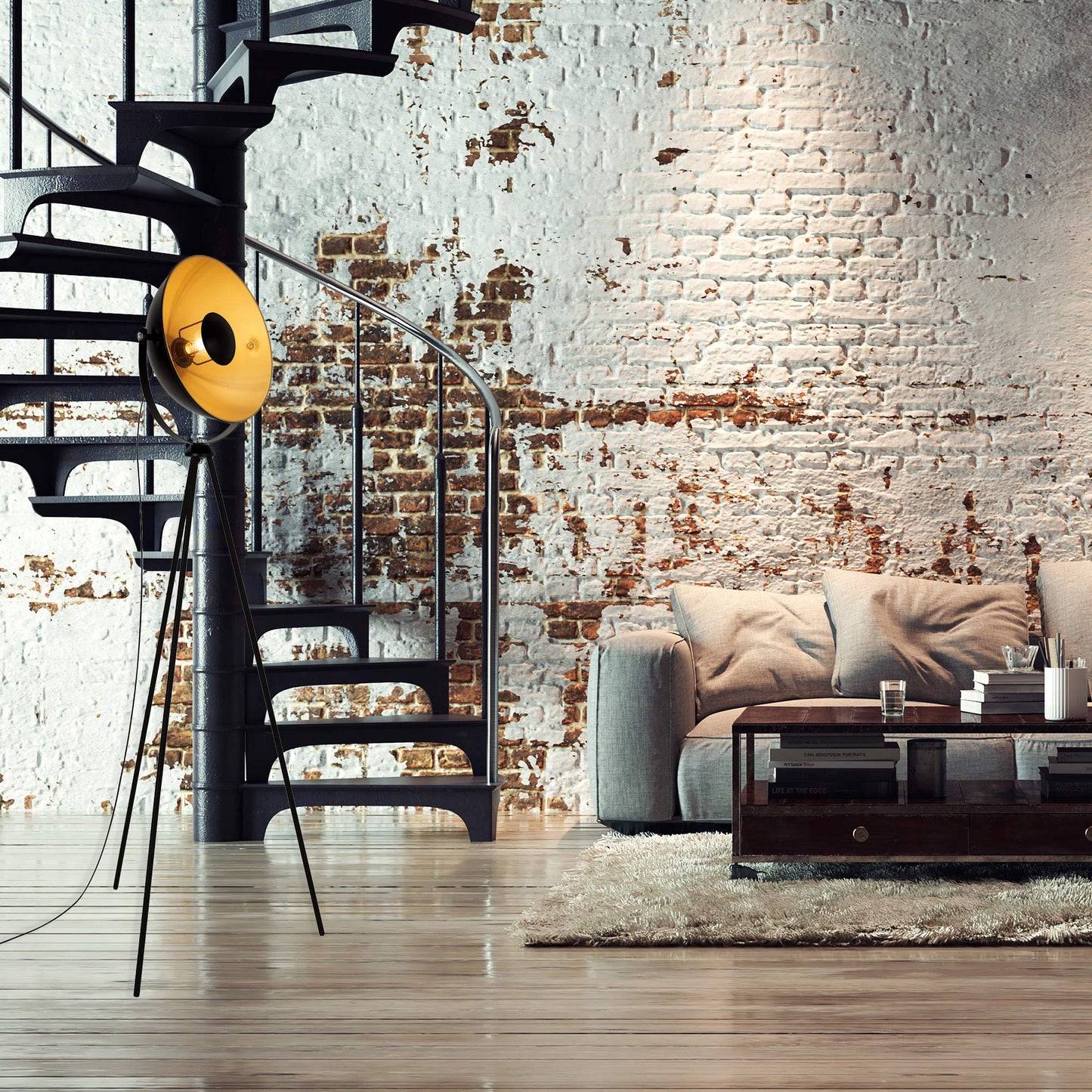 BRILONER - Stehlampe Retro mit Fußtaster, schwenkbar, E27 Fassung max. 60 Watt, Deko Wohnzimmer, Lampe, Leselampe, Wohnzimmerlampe, Deckenfluter, Stehleuchte Vintage, 58x34,5x148 cm, Schwarz-Gold