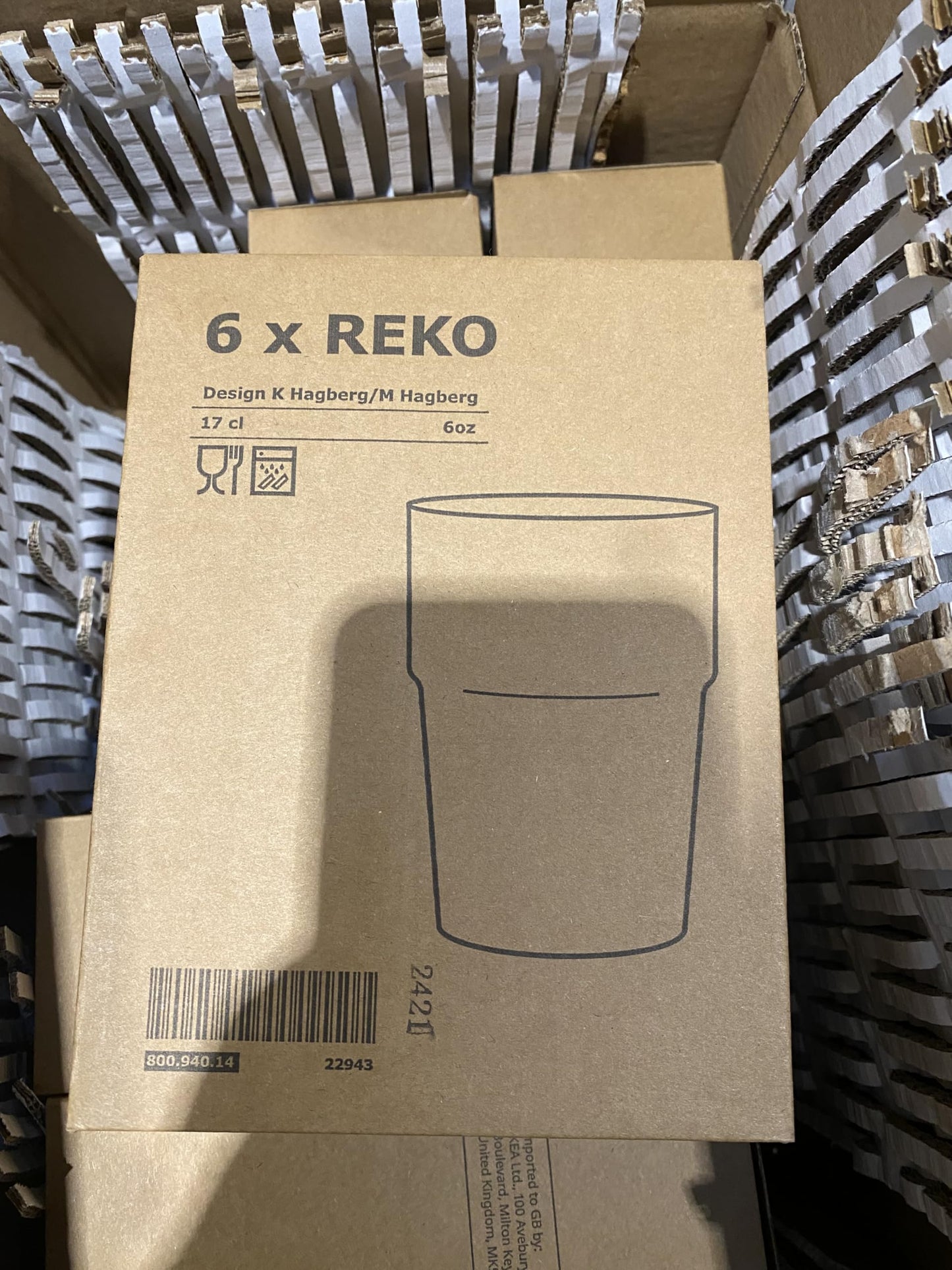 IKEA REKO, Klarglas-6-er Set-Stapelbar-170 ml-9 cm hoch-Spülmaschinenfest, Glas, Transparant, 6 Stück (1er Pack), 6