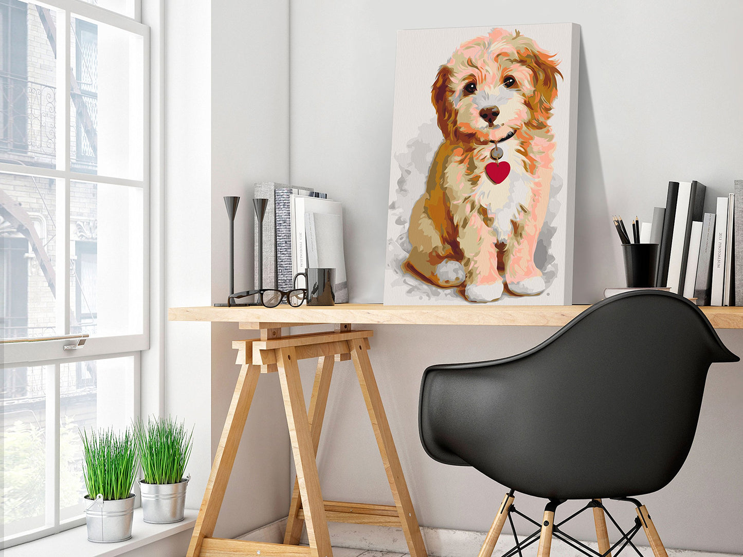 murando - Malen nach Zahlen Hund Welpe 40x60 cm Malset mit Holzrahmen auf Leinwand für Erwachsene Kinder Gemälde Handgemalt Kit DIY Geschenk Dekoration n-A-0313-d-a