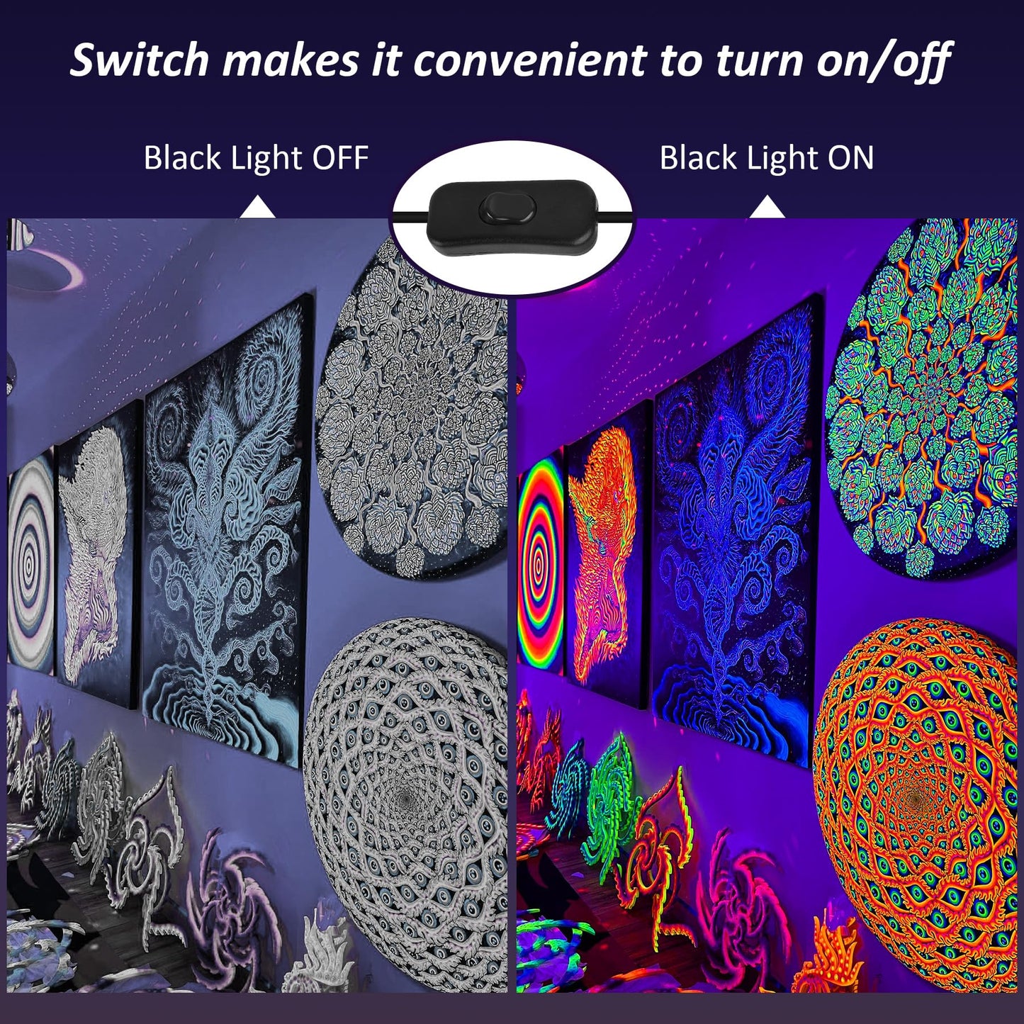 60W LED Schwarzlicht Strahler, NATPOW UV Schwarzlicht Fluter mit Stecker IP66 Wasserdicht Schwarzlichtlampe Fluoreszenz Blacklight Partylicht für Halloween Aquarium Bar Neonfarben Disco(1 pack)