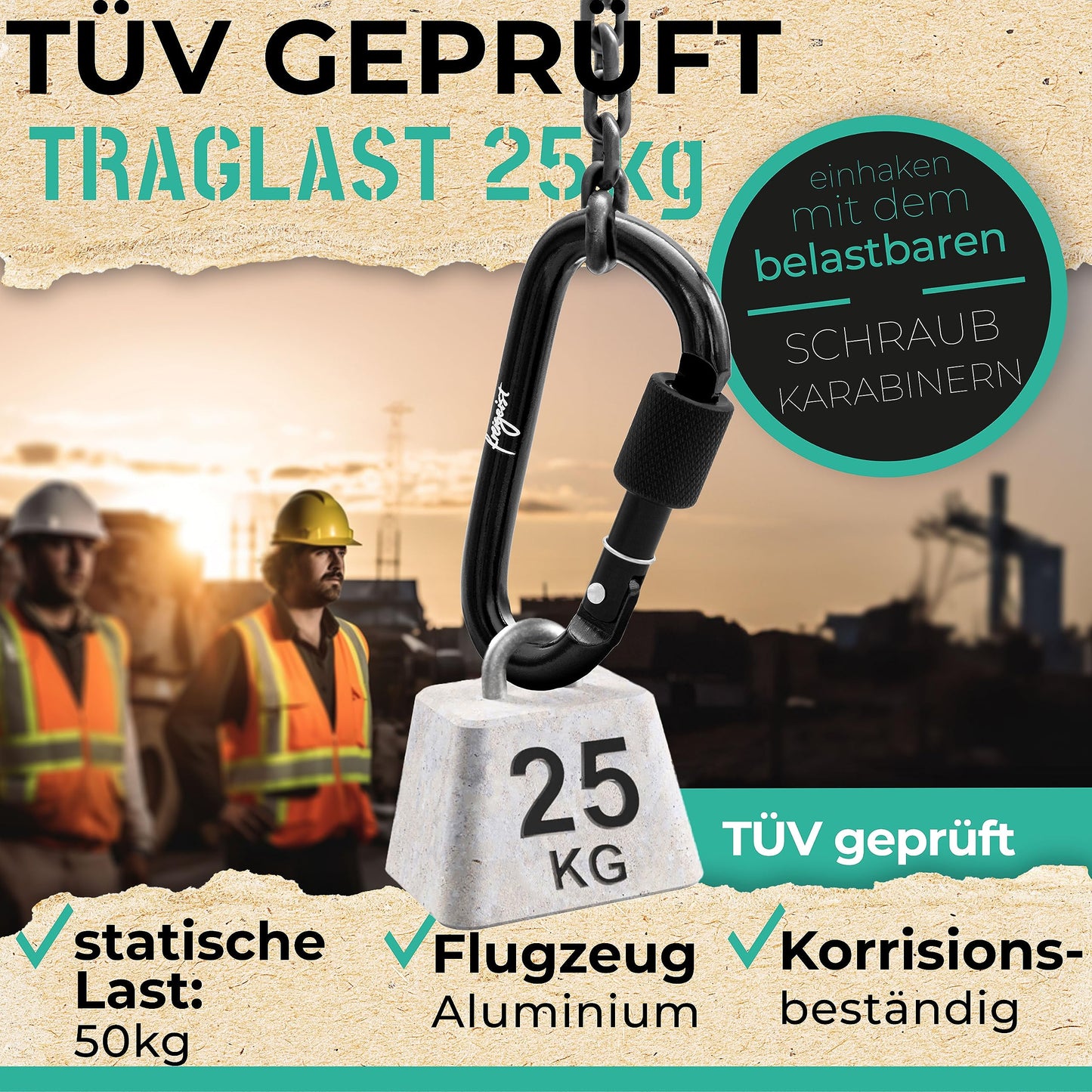 Karabinerhaken klein 10 STÜCK, Karabiner Schlüsselanhänger, Carabiner mit Schraubverschluss + Stopper, Bunte Karabinerhaken Schlüsselanhänger, 7,5 cm Karabinhaken groß genug für Arbeit, Camping..