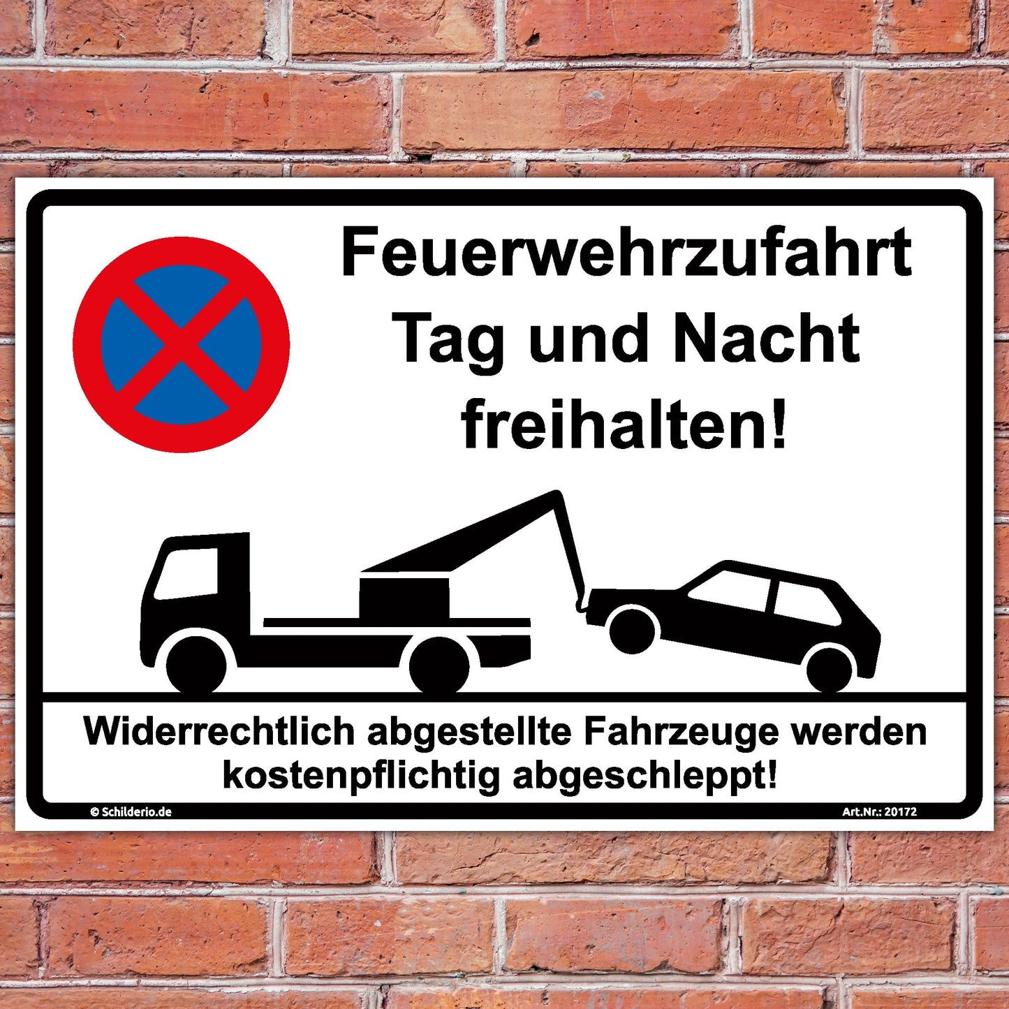 Schilderio Hinweisschild Feuerwehrzufahrt Tag und Nacht freihalten Schild 300x200mm Halteverbot stabile Aluminiumverbundplatte 3mm stark inkl. 4 Eckbohrungen