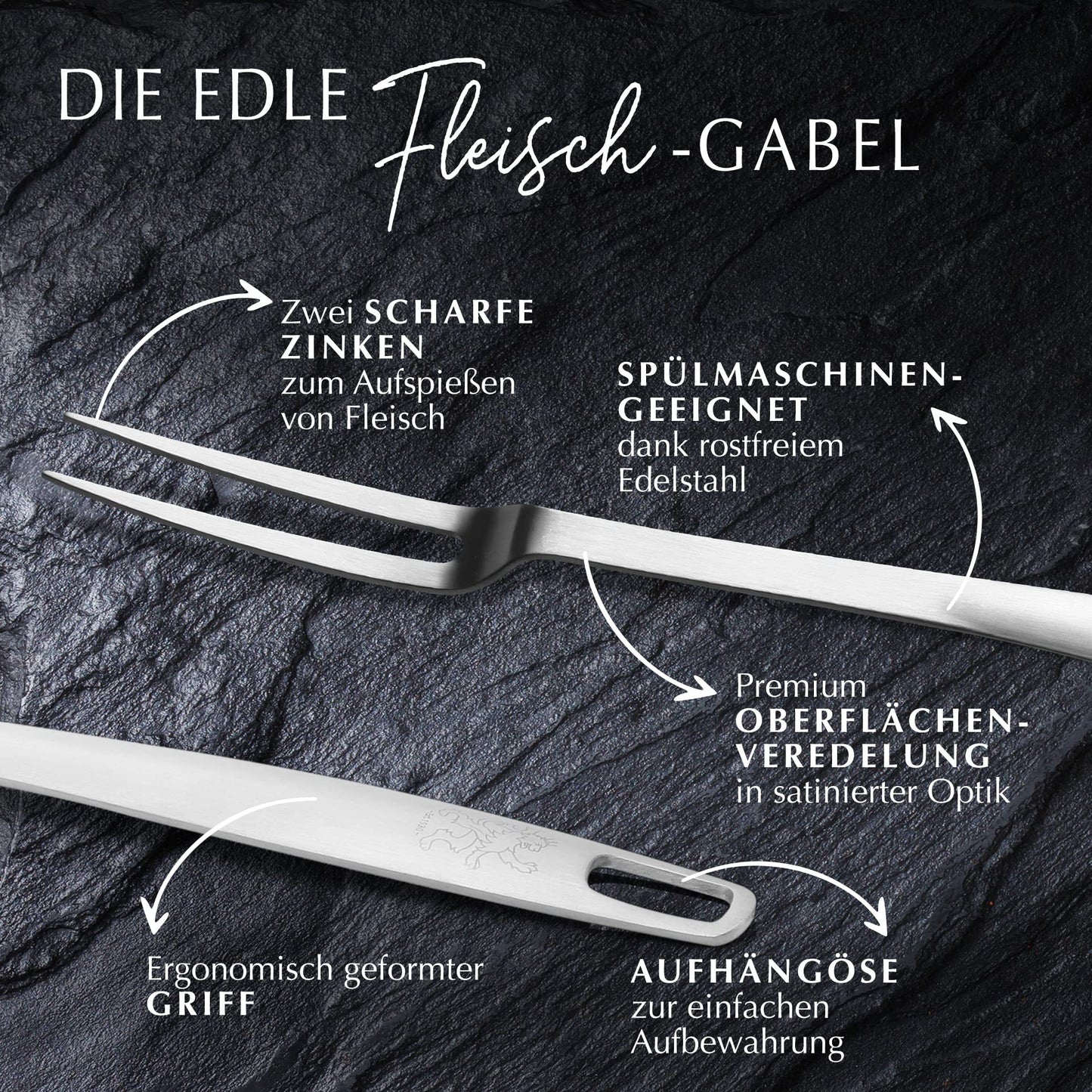Stanley Rogers – Fleischgabel aus rostfreiem Edelstahl – Grillgabel für Fleisch in satinierter Optik – Spülmaschinenfestes Küchen Zubehör