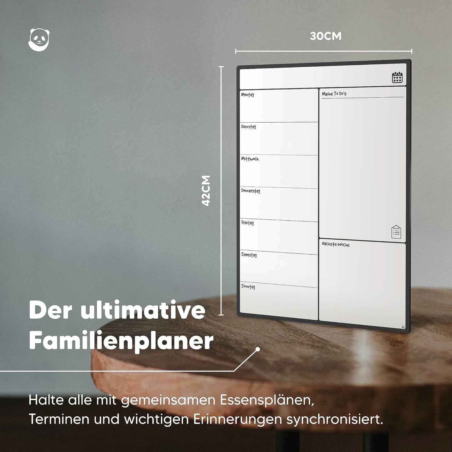A3 Wochenplaner Abwischbar, Magnettafel Küche von SmartPanda - Wochenplaner Magnetisch, Magnettafel Kühlschrank und Whiteboard Wochenplaner - Magnetisches Whiteboard für Familie, auf Deutsch