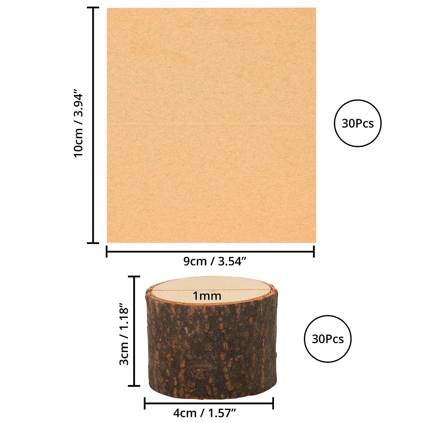 BELLE VOUS 30er Pack Tischkartenhalter Holz Karten Halter & Platzkarten - Rustikale Kartenständer Holz Tischnummern Holz Kartenhalter für Hochzeit/Geburtstag, Fotos, Memo & Notizklammern