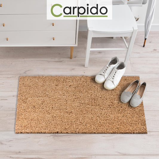 Carpido rutschfeste Kokosmatte - antibakterielle Fussmatte für den überdachten Außenbereich - nachhaltige Naturfaser - 100% Kokos - 40x60 cm - Natur