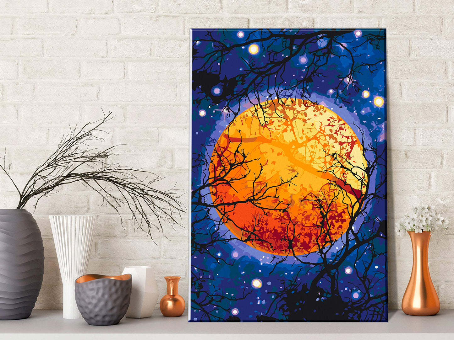 murando - Malen nach Zahlen Mond Himmel Natur Nacht Sterne 40x60 cm Malset mit Holzrahmen auf Leinwand für Erwachsene Kinder Gemälde Handgemalt Kit DIY Geschenk Dekoration