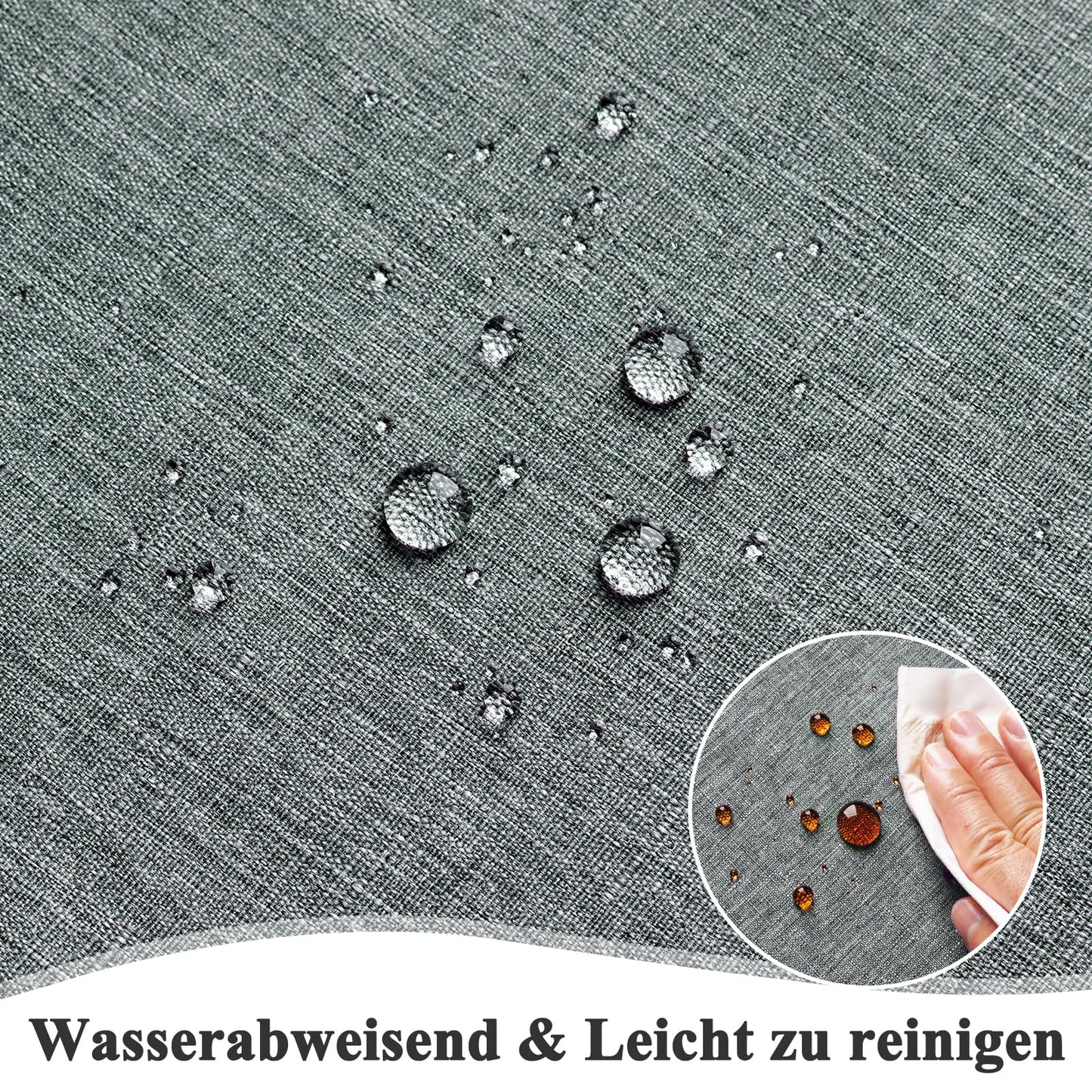AooHome Tischdecke Abwaschbar, Grau Tischdecken 100x140cm Leinen-Optik Tischtuch aus Polyester Wasserabweisend mit Lotuseffekt, Dauerhaft Kratzfest für Wohnzimmer, Esszimmer, Balkon, Garten