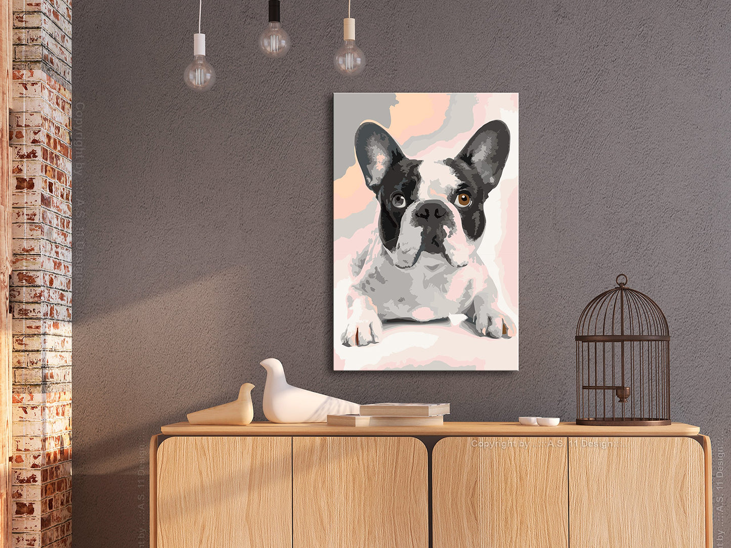 murando - Malen nach Zahlen Hund Bulldog 40x60 cm Malset mit Holzrahmen auf Leinwand für Erwachsene Kinder Gemälde Handgemalt Kit DIY Geschenk Dekoration n-A-0195-d-a
