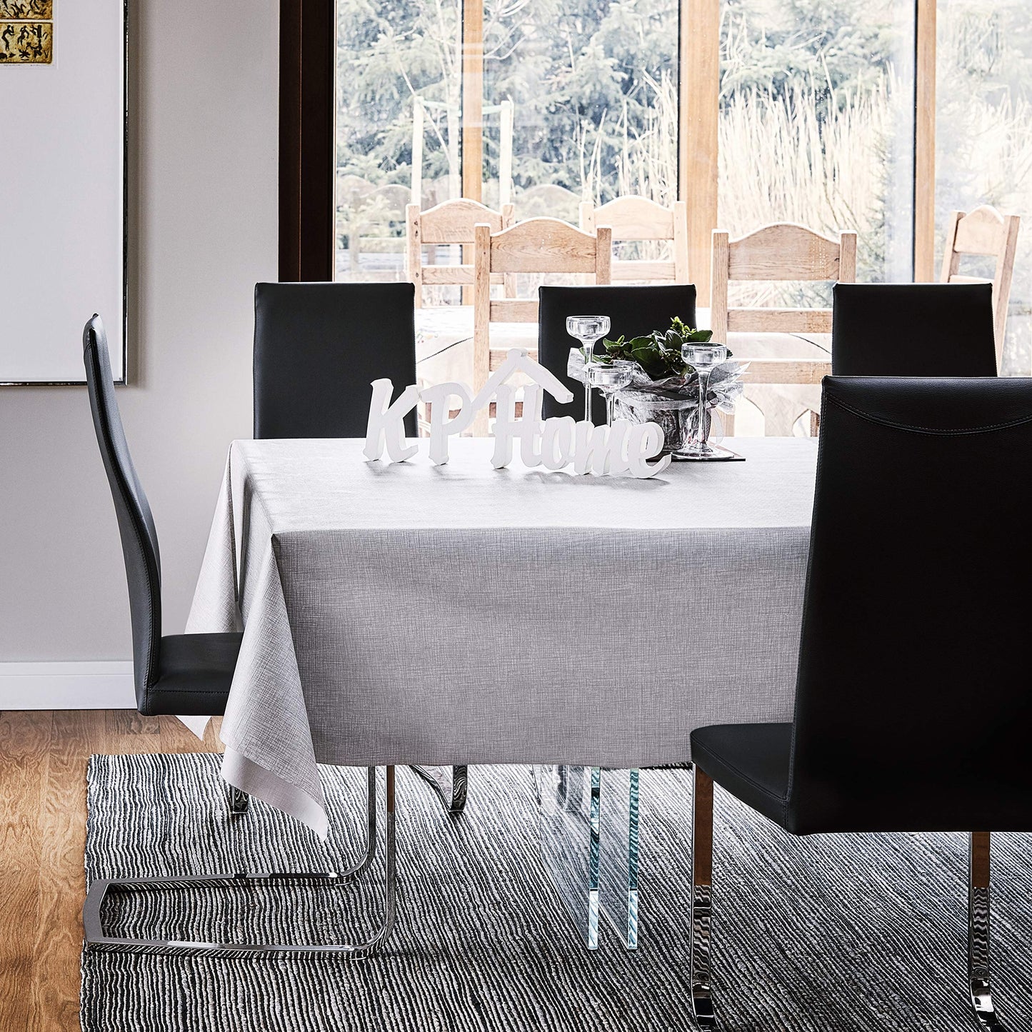 Elegant Wachstuchtischde Grau Tischdecke mit Einfarbigem Silbergraue geprägtem Design - Rechteckige 250 x 140 cm - Abwaschbare Wachstuch PVC-Tischtuch, Wasserdichtes - Vinyl-Kunststoff Pflegeleicht