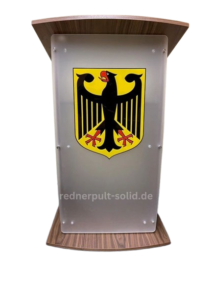 Stehpult mit Logo aus Möbelplatten und Acrylglas - ROME