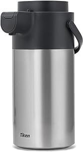 Tiken 4L Pumpkanne Thermoskanne Edelstahl Doppelwandige Vakuum Isolierkanne Kaffeeskanne