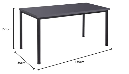 Schreibtisch u. Besprechungstisch mit schwarzem Tischgestell | Konferenztisch Bürotisch Computertisch Mehrzwecktisch Arbeitstisch PC-Tisch Homeoffice-Tisch (anthrazit, 160 x 80 x 77,5 cm)