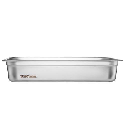 VEVOR Gastronormbehälter, Edelstahl Behälter 6 Stück, 530 x 326 x 107 mm Speisebehälter, kommerzieller Dampfpfanne Warmhaltebehälter 13,9 L Tiefe, Hotelpfanne Tisch Food Pan Buffet Catering
