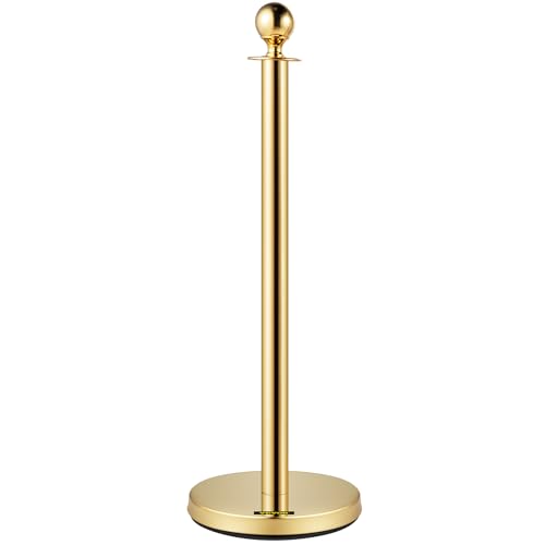 VEVOR Absperrpfosten mit Samtseil, 6er-Pack Absperrpfosten Personenleitsystem, mit 4 x 1,5 m langen roten Samtseilen, Warteschlangenabsperrung aus Edelstahl mit Kugelkopf für Veranstaltungen, Museen