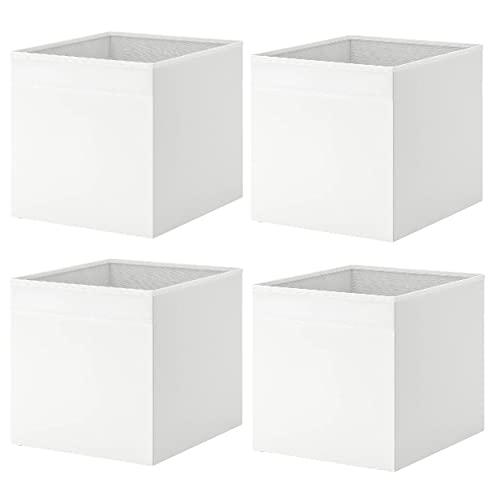 4x Drona Aufbewahrungsbox Regale Organizer Samtstoffbox weiß 33x38x33cm